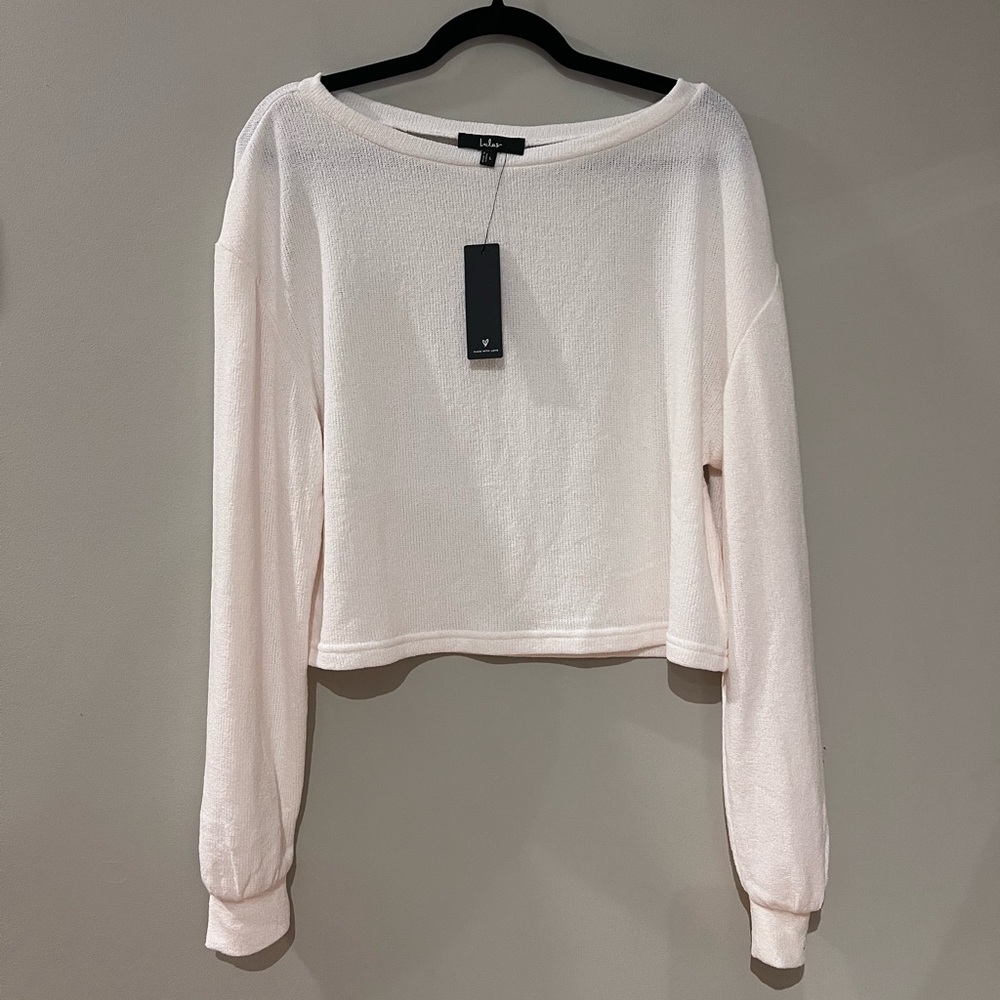 Lulus White Knit Sweater Top NWT
